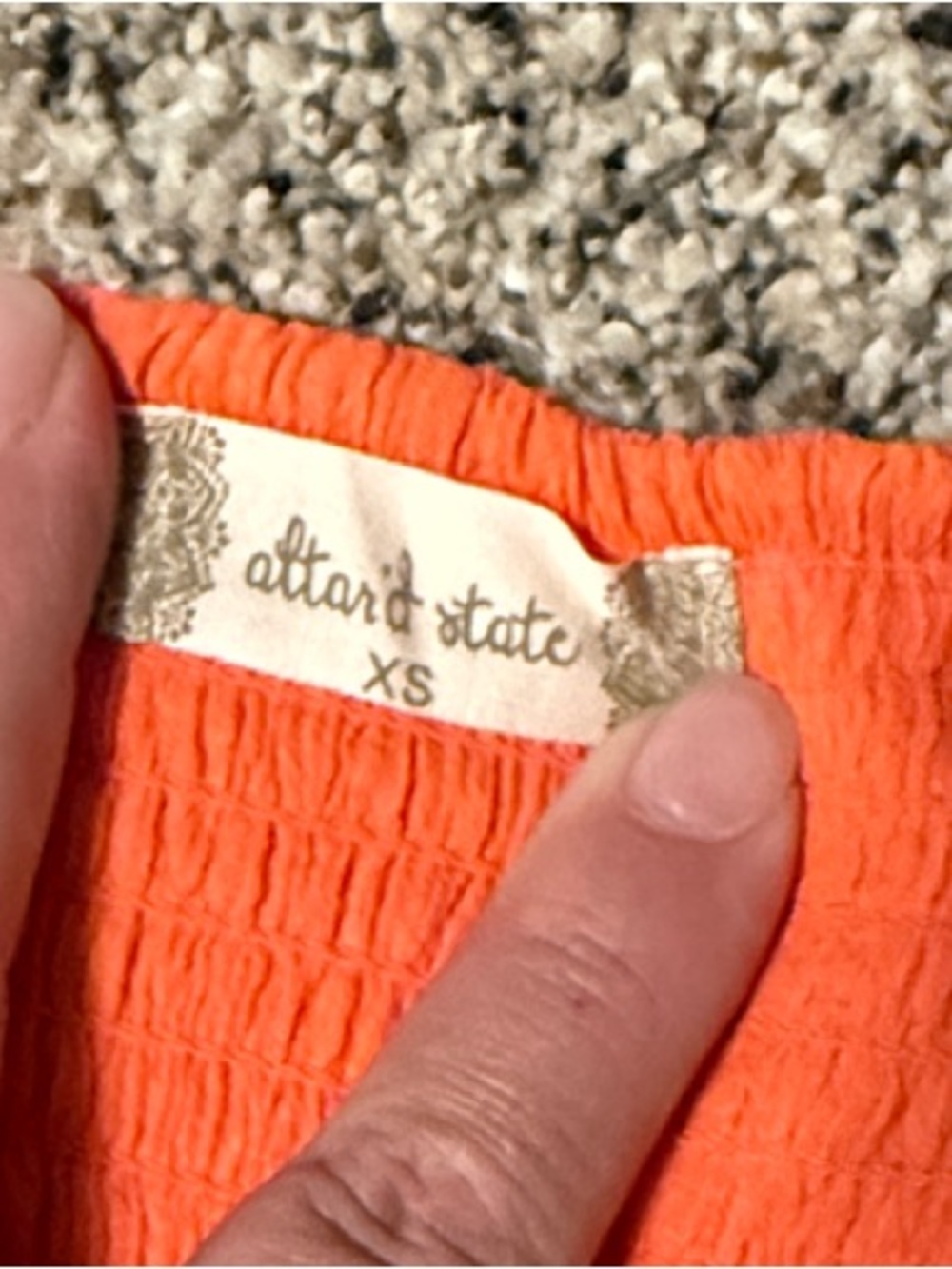 Altar'd State Orange V-Neck Peplum Camisole in gauze layers - Picture 2 of 4